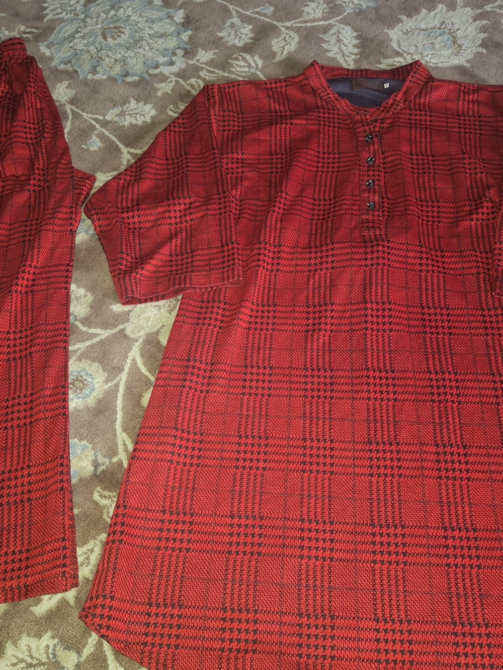 Cozy Fall Red Plaid 2-Piece Set – Shirt & Wide Leg Pants
